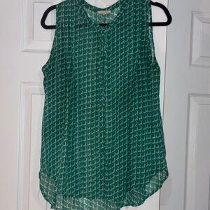 🏝️Pleione Green Patterned Sleeveless Top Size Large